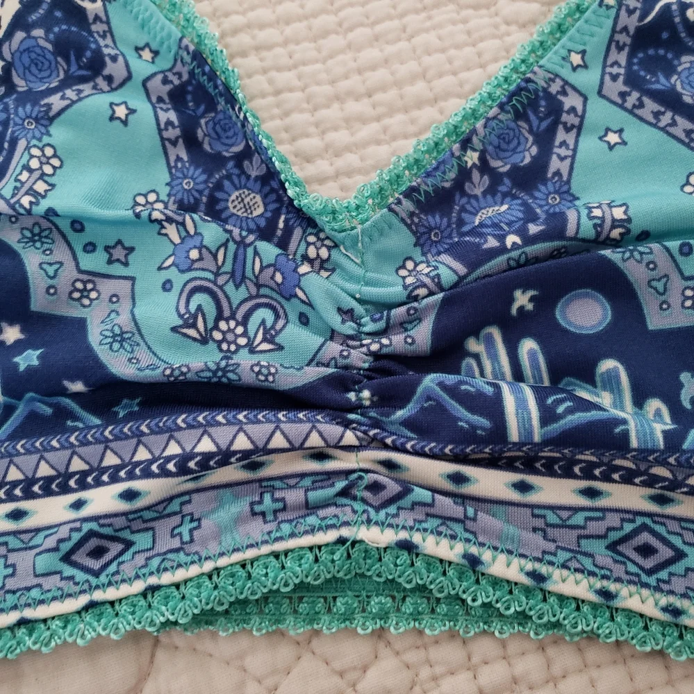Spell Sunset Road Aqua Bralette + Bloomers SZ L 💙🦄 - Picture 7 of 10